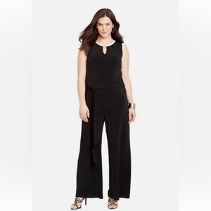 Lauren Ralph Lauren Black Sleeveless Jumpsuit Wide Leg Large Petite wide leg